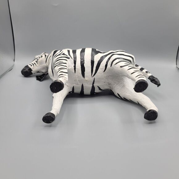 Leather Wrapped African Zebra Paper Mache Figure Statue Made In India - Picture 9 of 16